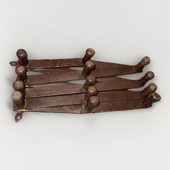 Vintage wood accordian expandable 13 wall hooks rack hanger Made In Tawain - Picture 2 of 3